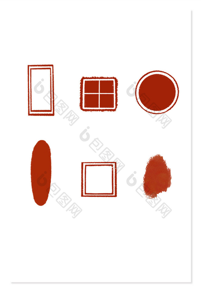古风中国风红色正方形印泥印章元素