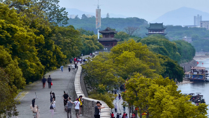 江西贛州宋城牆人流延時攝影