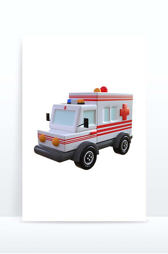 C4D交通工具卡通救护车图片
