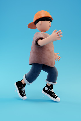 c4d创意卡通奔跑少年运动人物模型