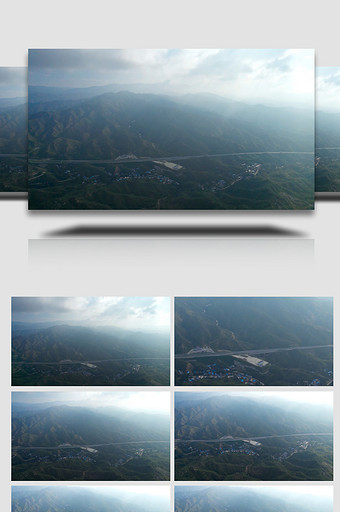 河北地区云雾缭绕的高山峻岭4k航拍视频图片
