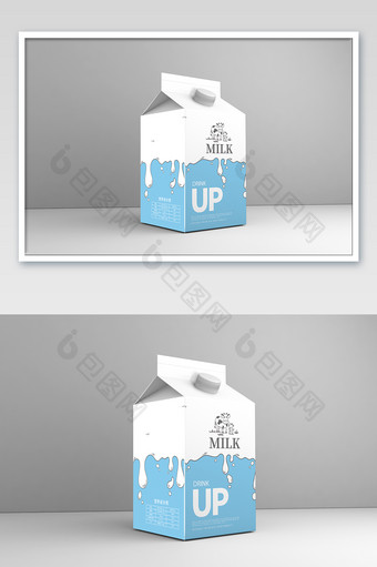 蓝色液态牛奶水滴创意乳品包装图片