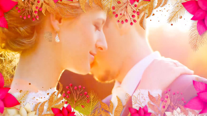 鲜艳花朵花卉植物甜蜜浪漫婚礼时刻AE模板