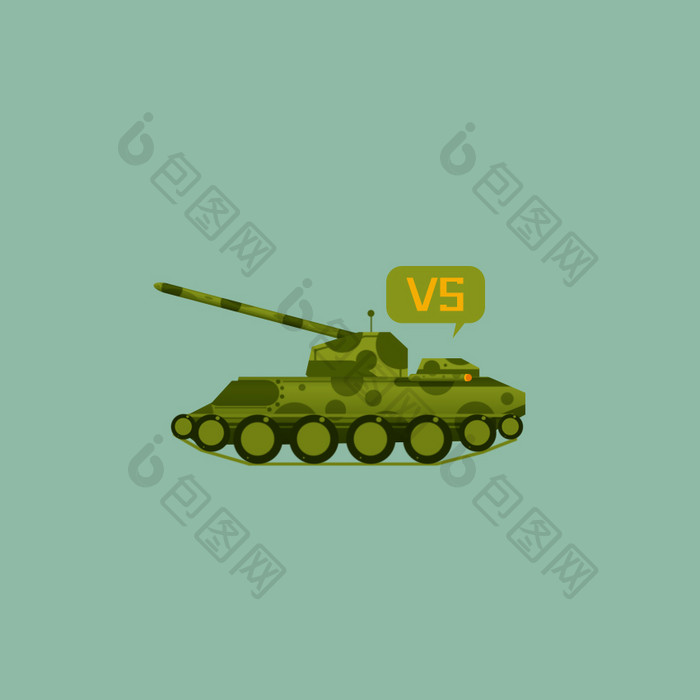 军绿色扁平坦克图标动效动图GIF