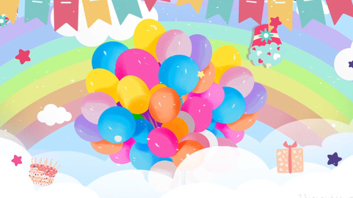 气球彩虹卡通背景视频