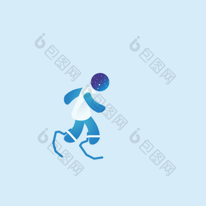 蓝白色扁平残奥会跑步动效动图GIF
