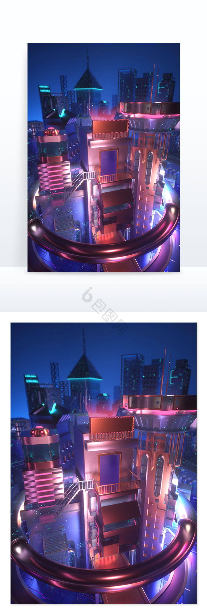 【暗黑未来科技风格芯片主题c4d创意场景】图片下载-包图网