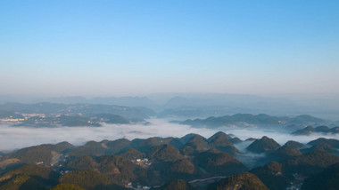 自然风光航拍山峰云海自然实拍延时