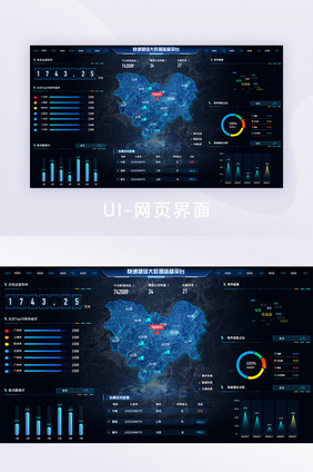 科技感深色炫酷物流快递数据可视化数据