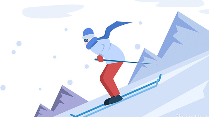 易用卡通mg动画冬季运动类双板滑雪