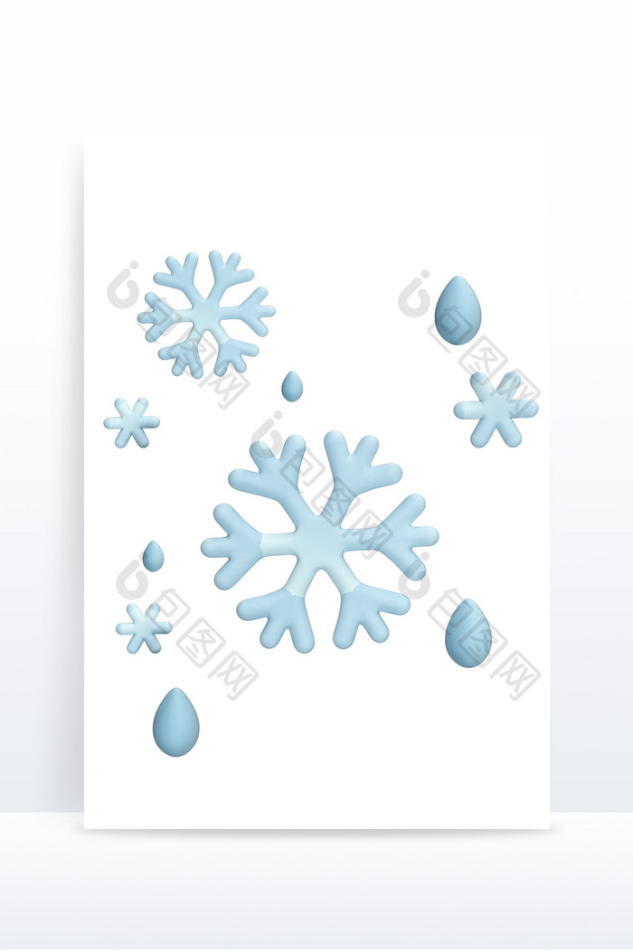 卡通天气雪花下雪3D图标