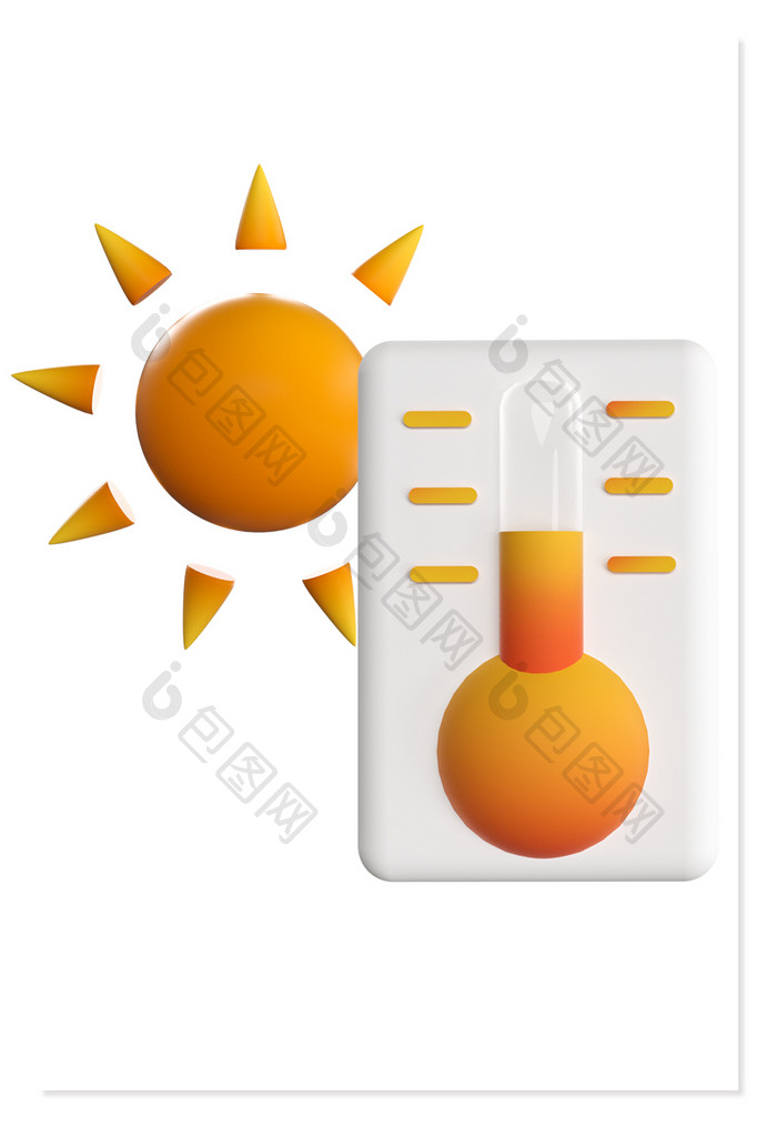 C4D夏季天气红色高温预警