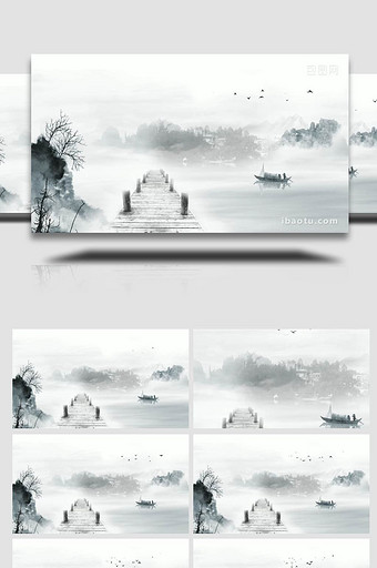 中国风水墨山水自然风景背景视频素材图片