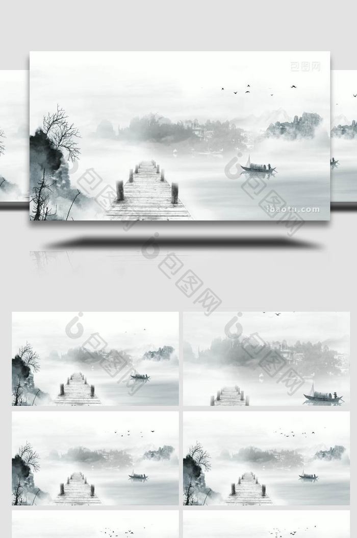 中国风水墨山水自然风景背景视频素材