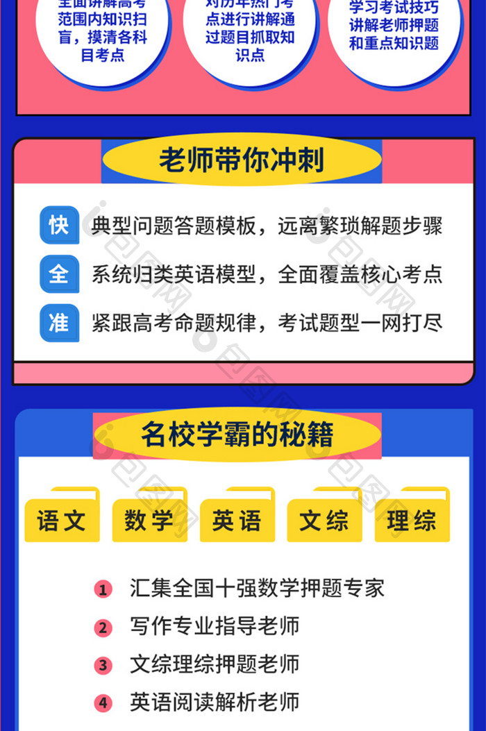 高考冲刺开课提升班零基础招生培训H5长图