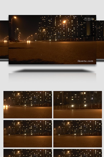 孤独的夜晚清冷的街道实拍图片