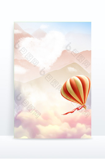 520浪漫爱心云层热气球背景图片