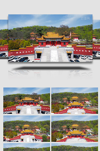 城市地标南京灵岩山灵岩禅寺寺庙4K航拍图片