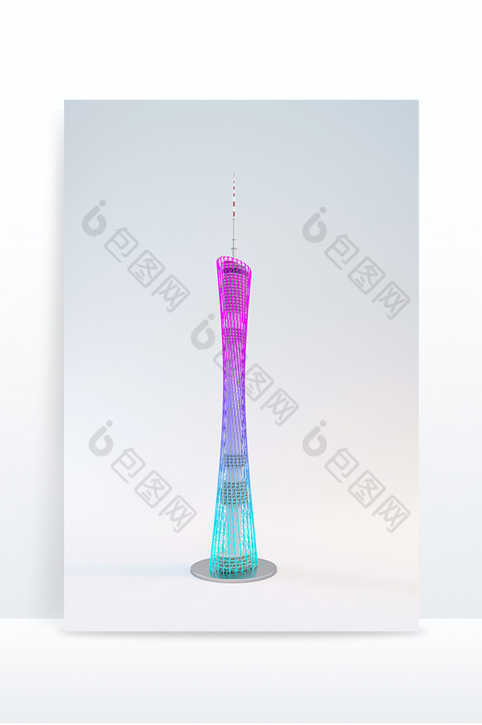 C4D创意小蛮腰广州塔地标建筑模型元素图片图片