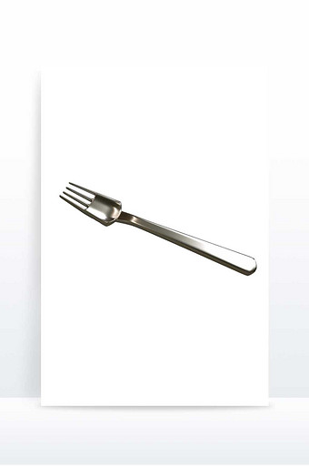 3D金属质感餐具叉子创意元素模型图片
