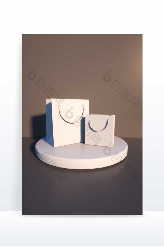 3D包装纸袋白膜样机C4D建模模型