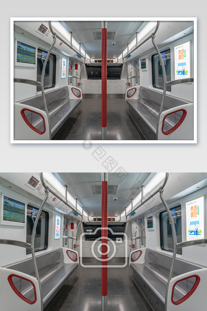通勤出行无人驾驶地铁车厢内部摄影图片