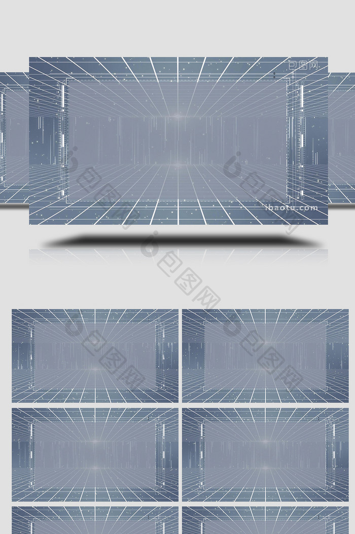干净蓝色科技框粒子背景视频AE模板