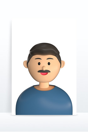 个性卡通简约风格中年男性角色c4d半身像