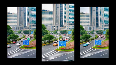 竖拍上海世纪大道繁华城市交通路口延时摄影