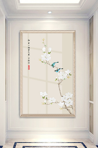 新中式轻奢花鸟客厅装饰画图片