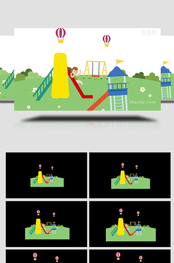 易用卡通mg动画儿童乐园小孩在玩滑滑梯图片