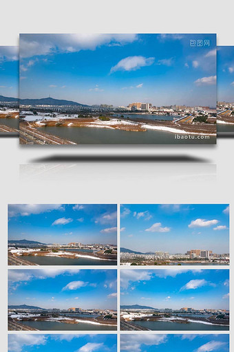 冬季雪后蓝天白云延时实拍素材图片
