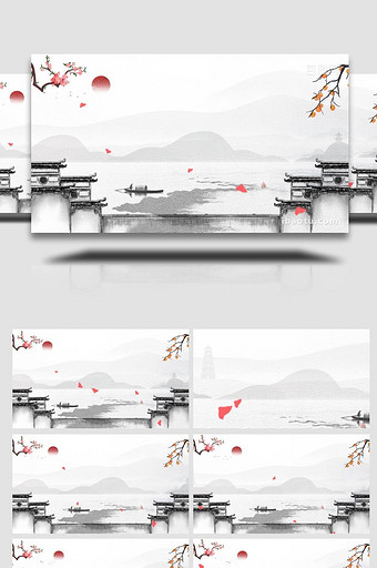 中国风水墨山水背景视频AE模板图片