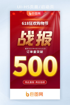 618购物狂欢节销售战报喜报h5海报闪屏