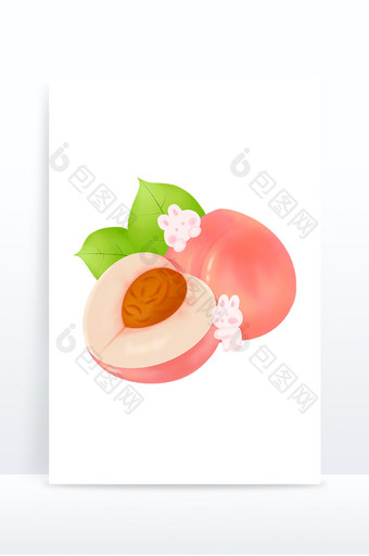 夏至水果桃子水蜜桃手绘卡通可爱水果装饰图片