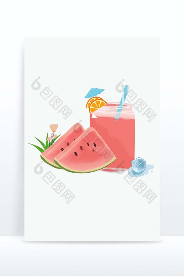夏日夏天西瓜汁饮料果汁冰块图片图片