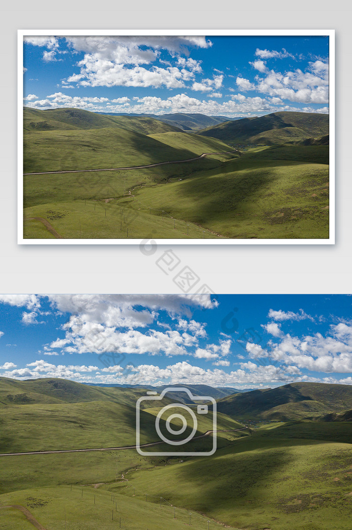 夏日唯美高原上蓝天白云摄影图片图片