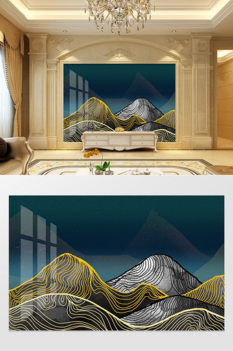 立体浮雕山水抽象中国风背景墙图片