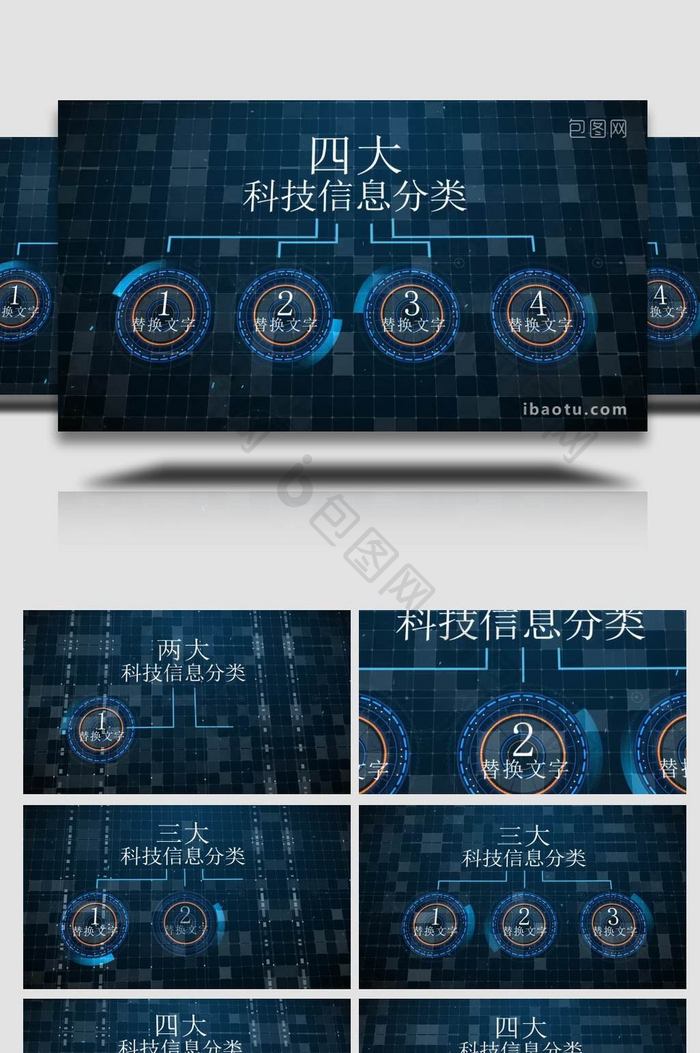 企业科技信息文字分类展示AE模板