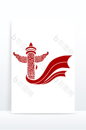 中国党建灯柱旗帜形象元素图片