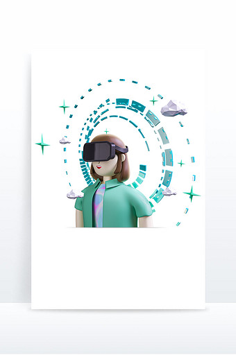 元宇宙科技人工智能VR女孩模型图片