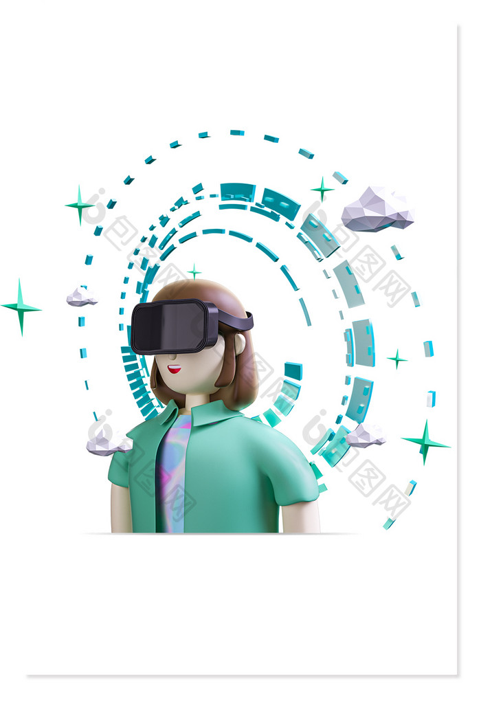 元宇宙科技人工智能VR女孩模型