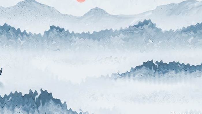 中国风水墨古风山水画背景视频