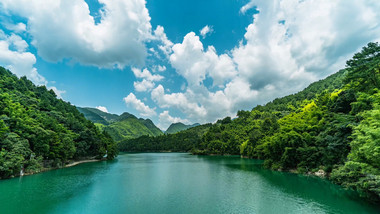 自然唯美夏季山水风光蓝天白云延时