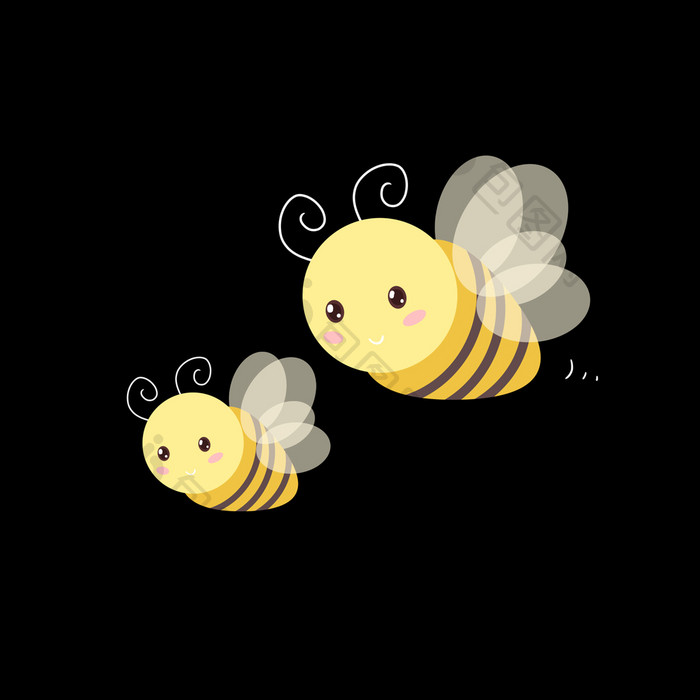 黄色卡通小蜜蜂飞来飞去动图GIF