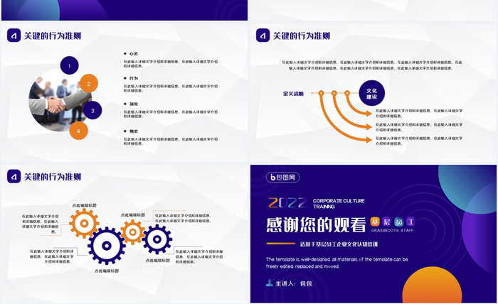 蓝色商务基层员工企业文化培训PPT模板