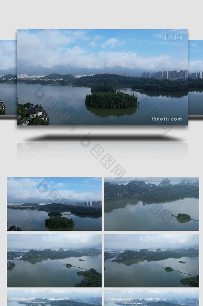 自然风景航拍广东肇庆七星岩5A景区山水风
