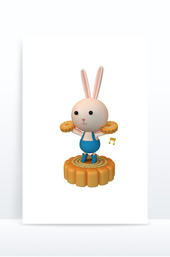 创意立体3D玉兔月饼嫦娥中秋元素图片