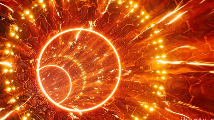 红色火热发光圆圈隧道穿梭特效循环视频素材