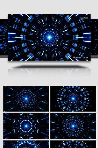 炫酷蓝色科幻隧道穿梭动态循环4K视频素材图片